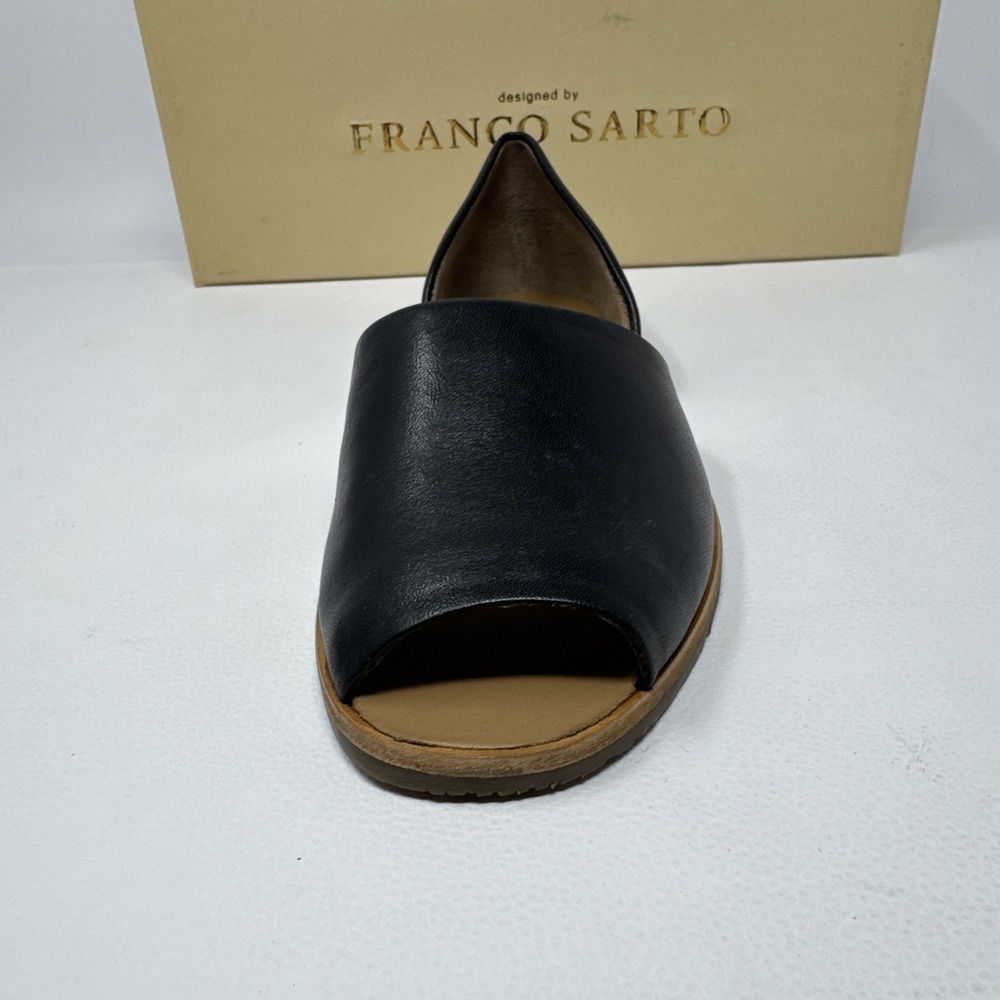Franco Sarto Comfortable Flats Black Soft Leather Open Toe Slip On Shoes, 5.5M - Picture 9 of 16